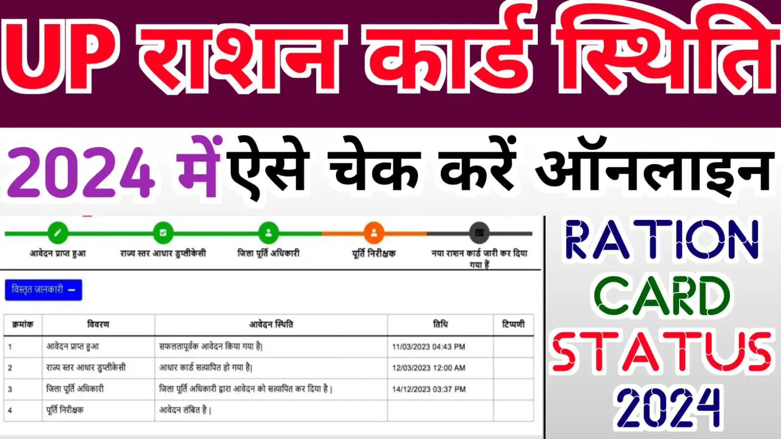 UP Ration Card Status Check Online 2024 : अब 2024 में राशन कार्ड आवेदन का स्टेटस ऑनलाइन घर बैठे ऐसे चेक करें