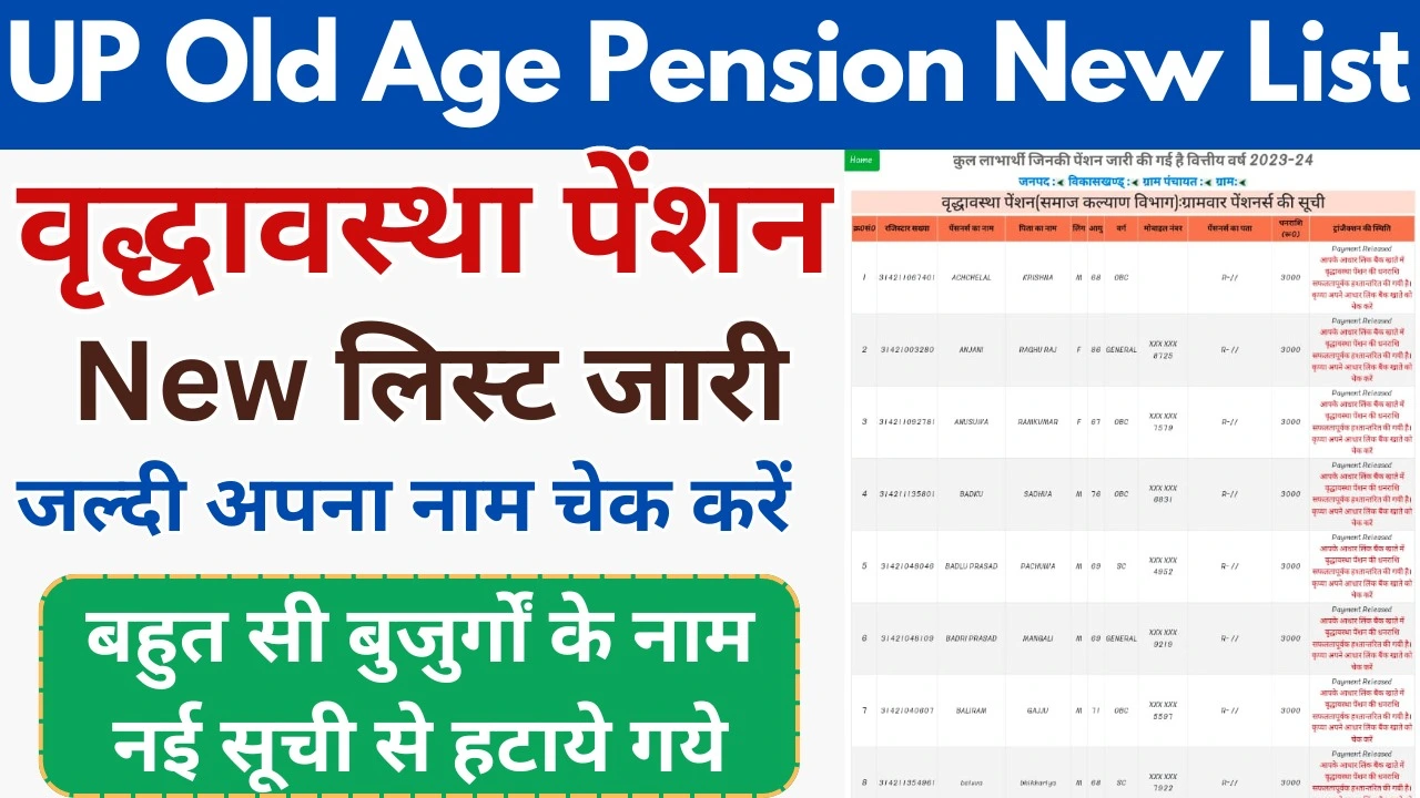 UP Old Age Pension New List : उत्तर प्रदेश वृद्धावस्था पेंशन नई लिस्ट कैसे देखें 2024