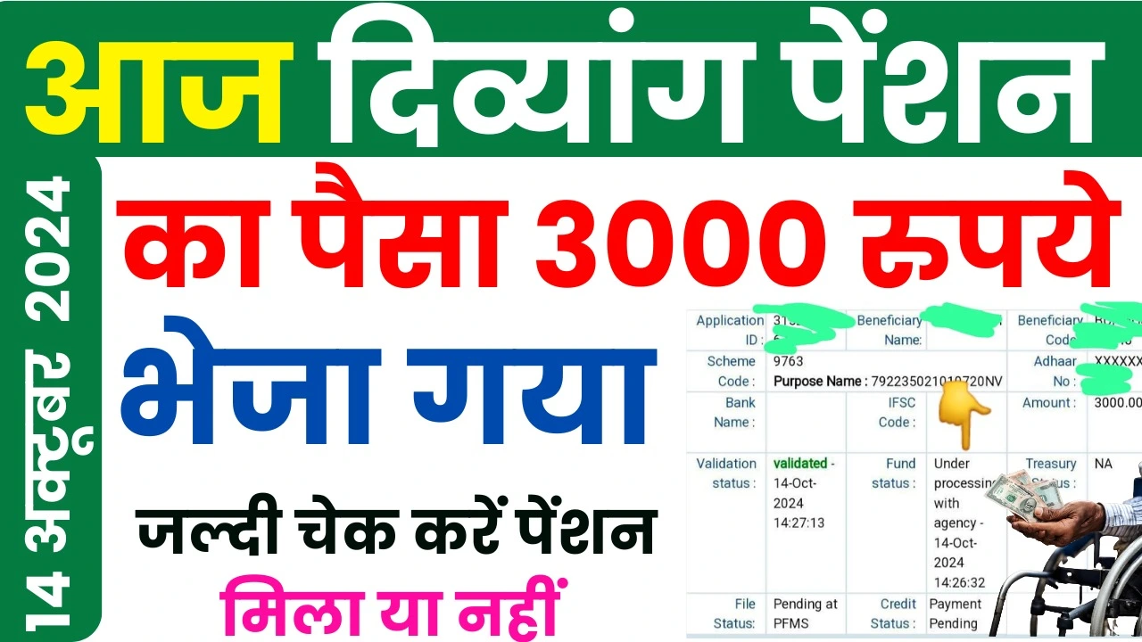 आज फिर से दिव्यांग पेंशन का पैसा डाला गया : UP Divyang Pension Kab Aayegi 2024