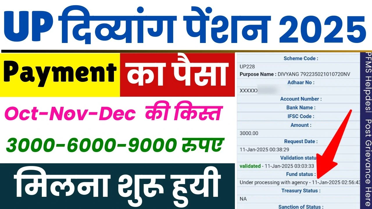 आज 11 जनवरी को दिव्यांग पेंशन का पैसा डाला गया, जल्दी चेक करें : UP Divyang Pension Payment 2025