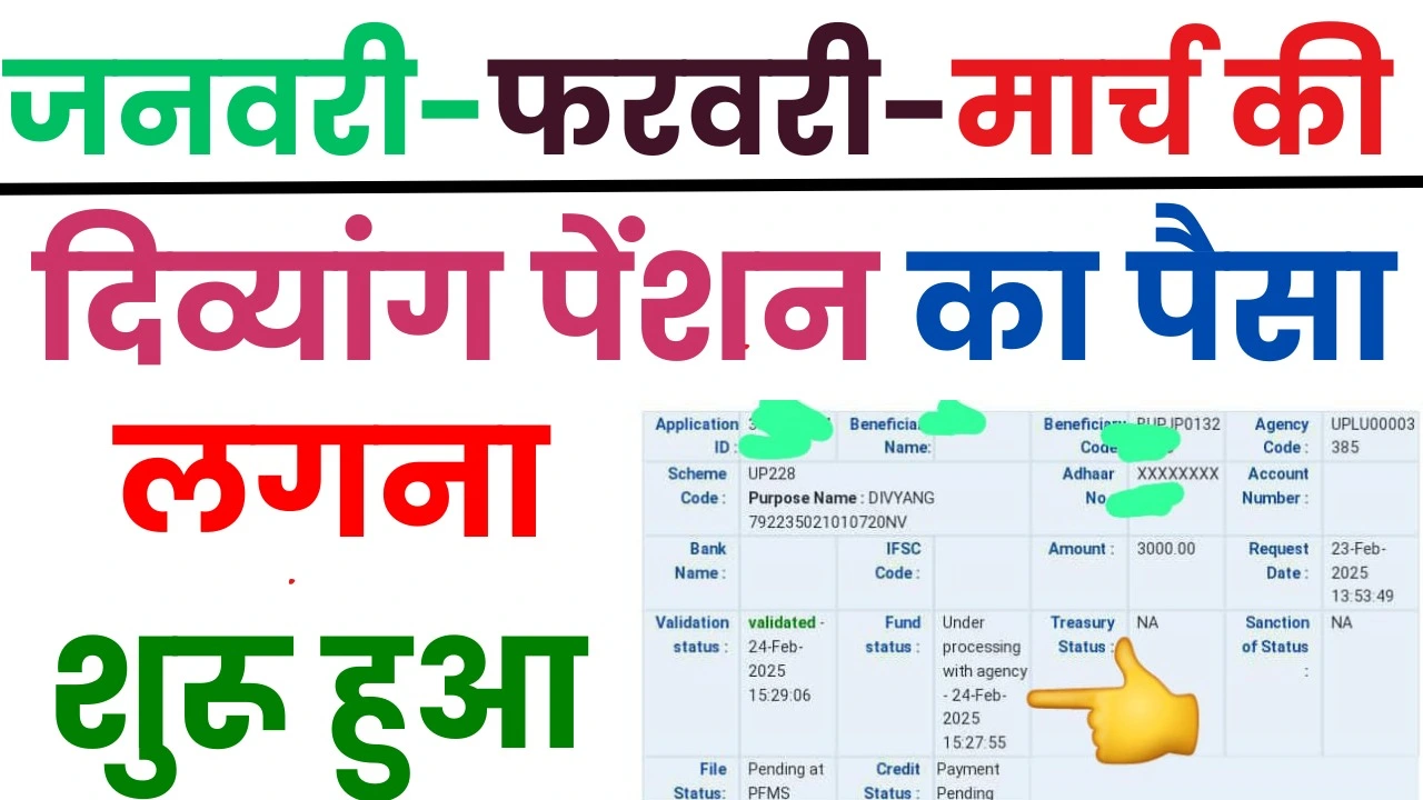 जनवरी-फरवरी-मार्च की दिव्यांग पेंशन का पैसा लगना शुरू हुआ : New Divyang Pension Payment 2025