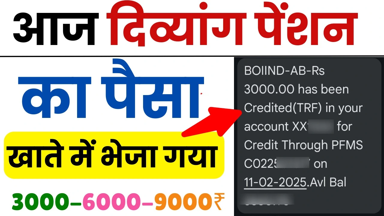 आज 11 फरवरी को यूपी की दिव्यांग पेंशन का पैसा बैंक खाते में भेजा गया 3000-6000-9000 रुपये : UP New Divyang Pension Payment Send