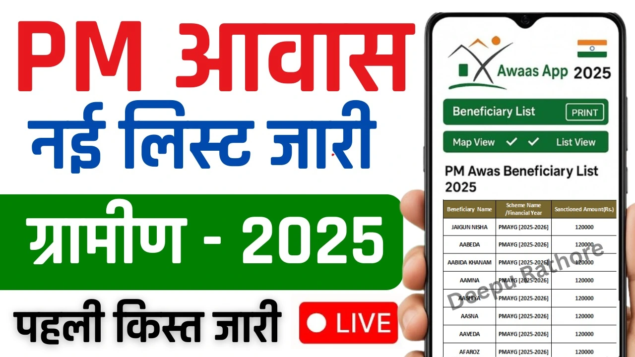 PM Awas Yojana Gramin New List 2025 - ग्रामीण आवास योजना 2025-26 की पहली लिस्ट जारी हुयी, जल्दी अपना नाम चेक करें
