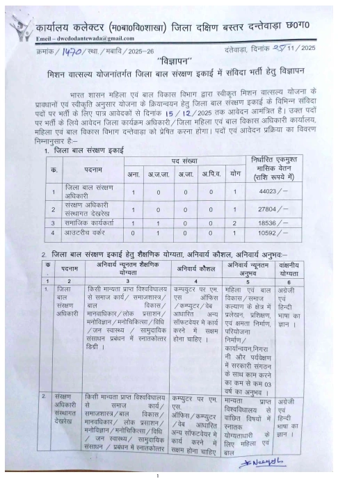 Collector Office Recruitment 2025: Notification Out | No Exam Direct Interview