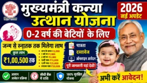 Mukhyamantri Kanya Utthan Yojana 0-2 Years Online Apply 2026: बेटी के जन्म पर मिलेगा लाभ, जानें पात्रता, दस्तावेज और आवेदन प्रक्रिया Mukhyamantri Kanya Utthan Yojana 0-2 Years Online Apply 2026: बेटी के जन्म पर मिलेगा लाभ, जानें पात्रता, दस्तावेज और आवेदन प्रक्रिया