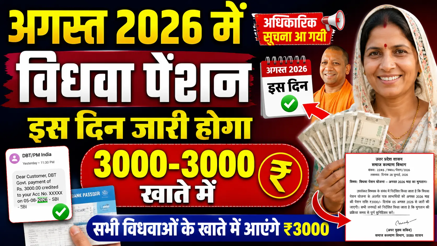 अगस्त 2026 में विधवा पेंशन कब आएगी? ₹3000 की पेंशन को लेकर जानें पूरी जानकारी - UP Widow Pension August 2026 अगस्त 2026 में विधवा पेंशन कब आएगी? ₹3000 की पेंशन को लेकर जानें पूरी जानकारी - UP Widow Pension August 2026